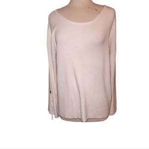 Top Shirt Blouse 2x White Bell Sleeves Boat Neck Stretch Woman